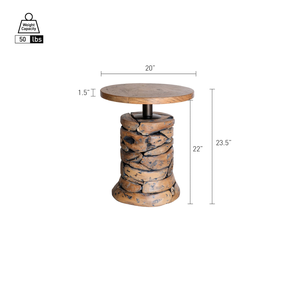 Noma Reclaimed Teak Side/End Table - Natural - view 2