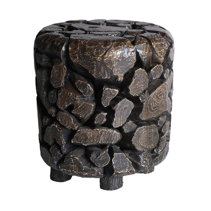 Zoren Reclaimed Teak Side/End Table - Charred Teak