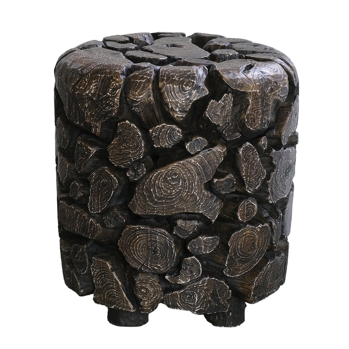 Zoren Reclaimed Teak Side/End Table - Charred Teak - view 4
