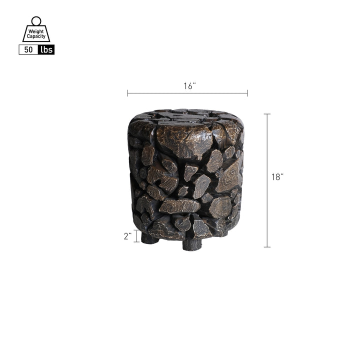 Zoren Reclaimed Teak Side/End Table - Charred Teak - view 2