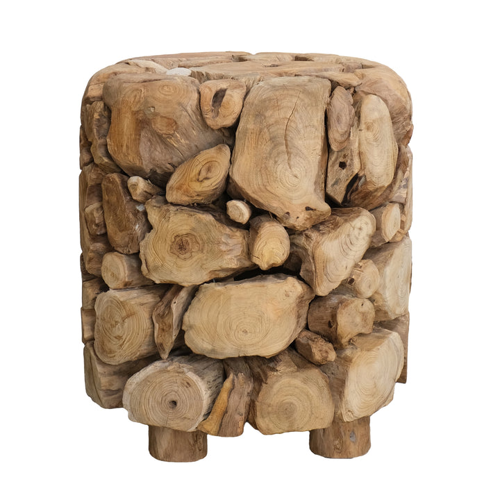 Zoren Reclaimed Teak Side/End Table - Natural Teak - view 5