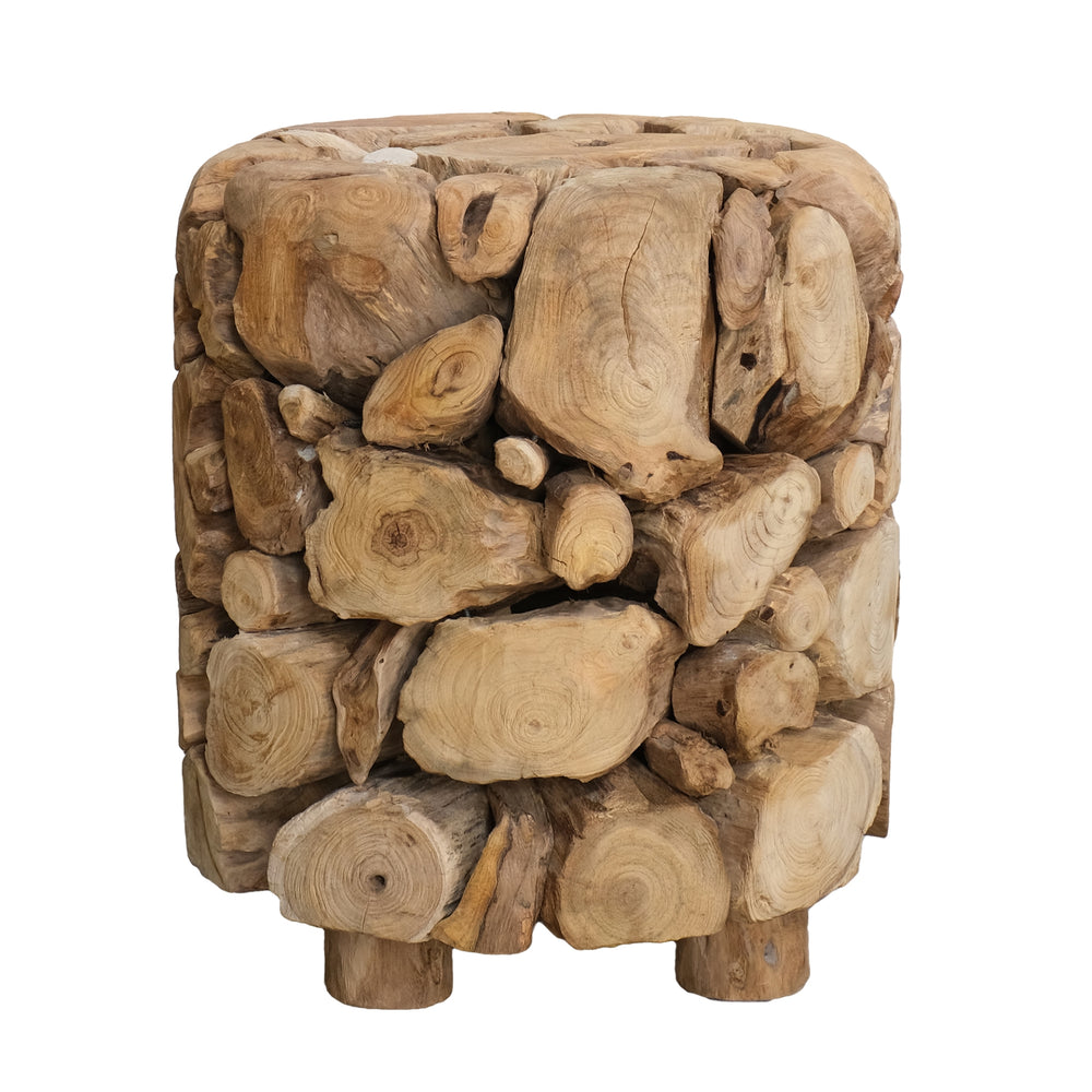 Zoren Reclaimed Teak Side/End Table - Natural Teak - view 5