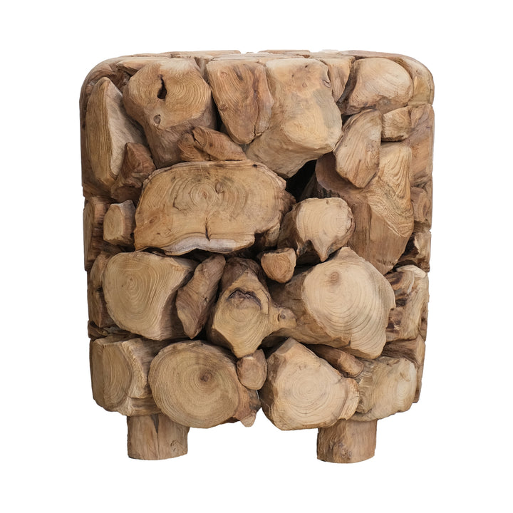 Zoren Reclaimed Teak Side/End Table - Natural Teak - view 4