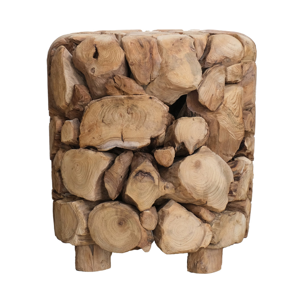 Zoren Reclaimed Teak Side/End Table - Natural Teak - view 4