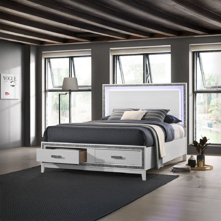ACME Furniture Haiden Eastern King Bed With LED & Storage White