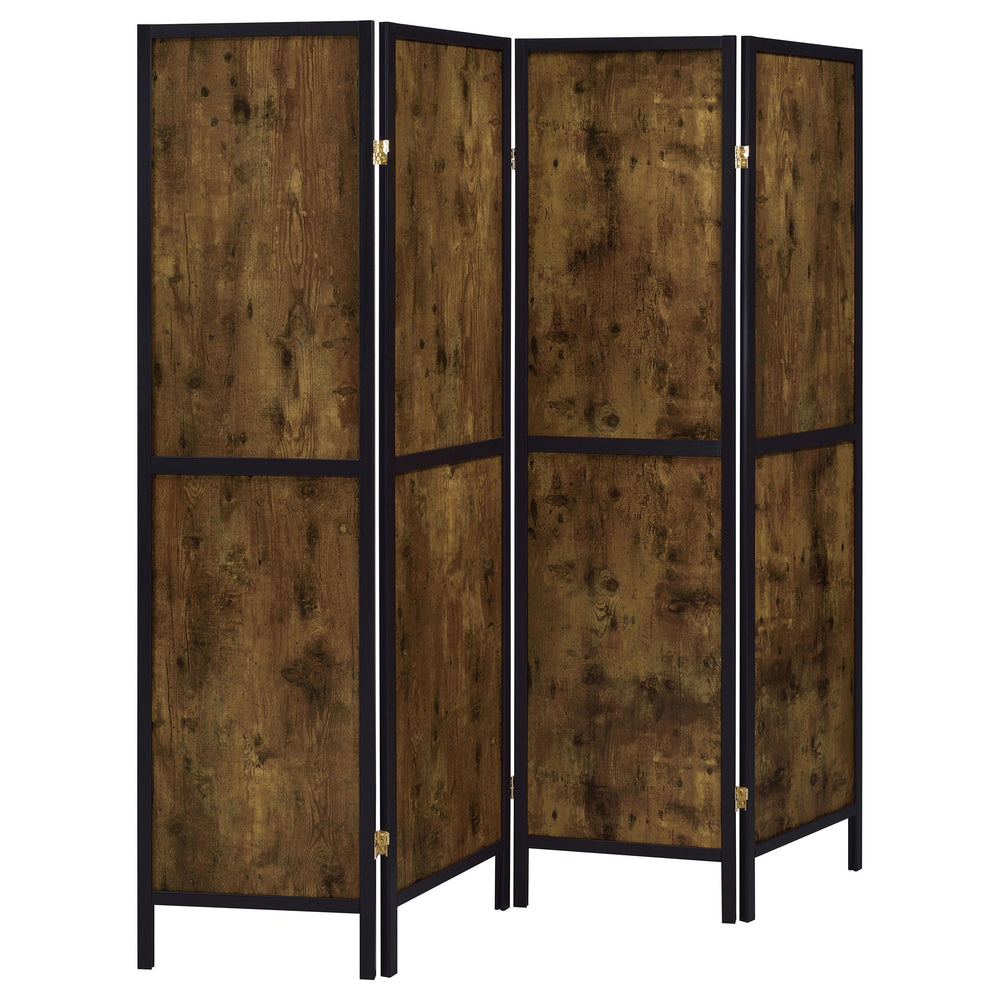 Coaster Furniture 961413 Deepika 4-Panel Room Divider Folding Screen Rustic Nutmeg