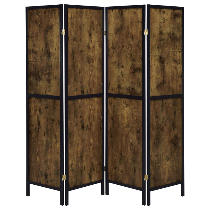 Coaster Furniture 961413 Deepika 4-Panel Room Divider Folding Screen Rustic Nutmeg