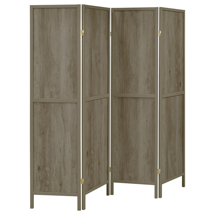 Coaster Furniture 961415 Deepika 4-Panel Room Divider Folding Screen Grey Driftwood