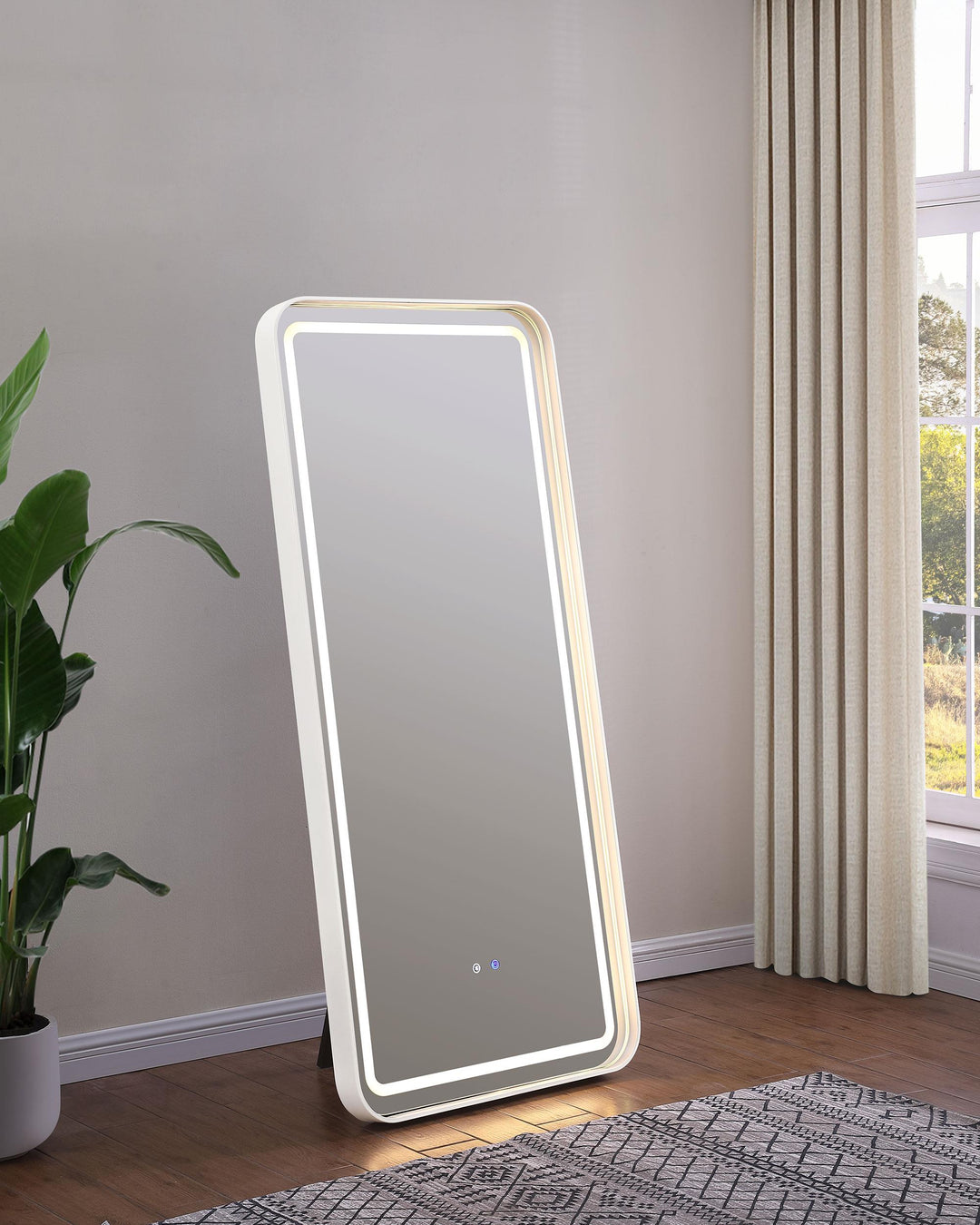Coaster Furniture 961448 Glendora 32 x 71 Inch LED Standing Mirror BT Speakers Black