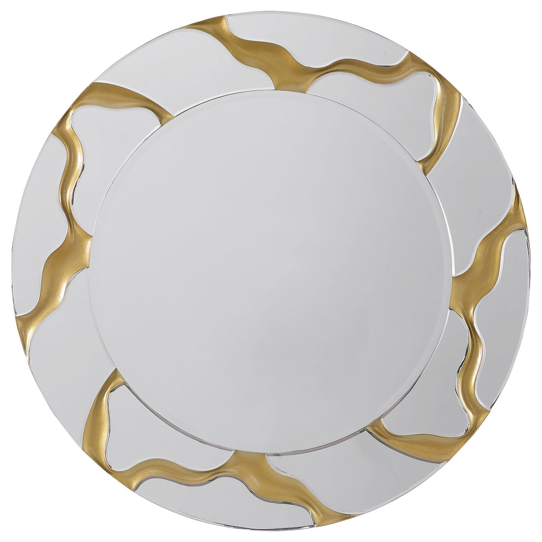 Coaster Furniture 961455 Dorinda 36 x 36 Inch Round Kintsugi Style Wall Mirror Gold