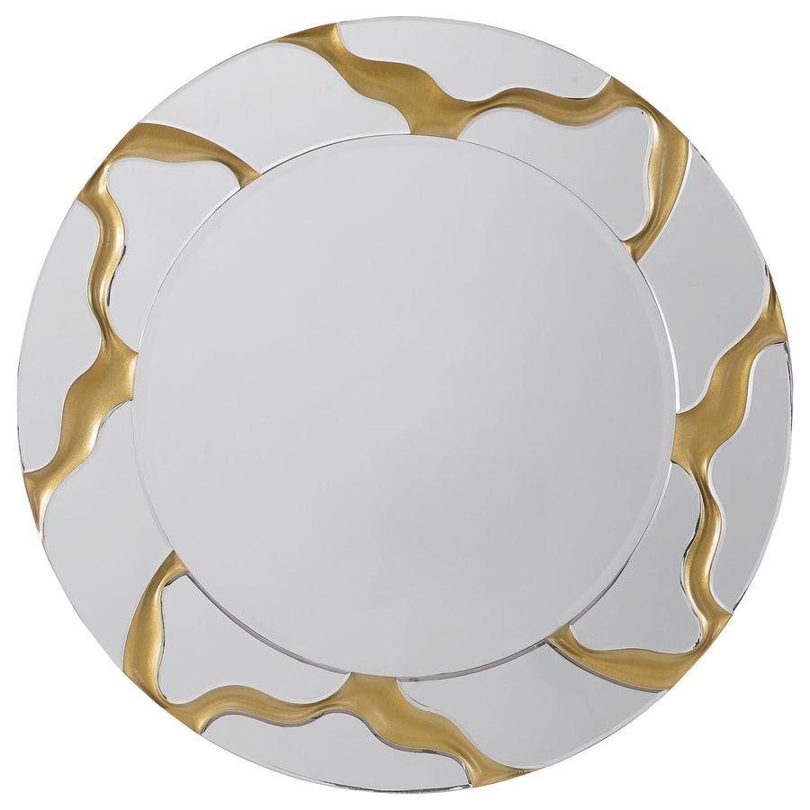 Coaster Furniture 961455 Dorinda 36 x 36 Inch Round Kintsugi Style Wall Mirror Gold