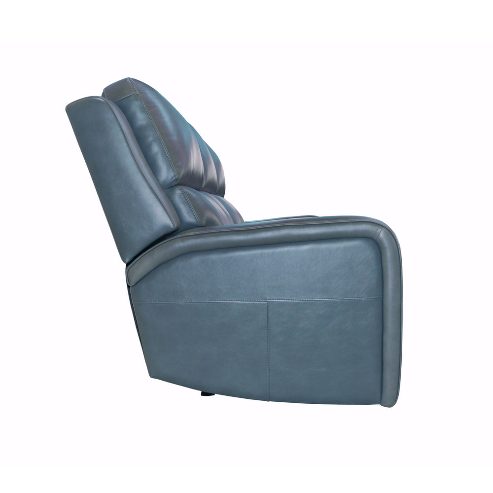 Oasis Leather Power Reclining Sofa with Power Headrests, Lumbar, Heat & Massage in Storm