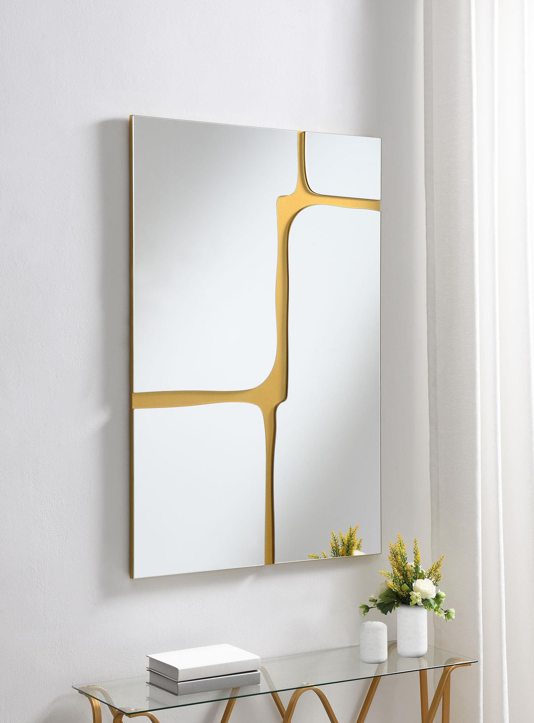 Coaster Furniture 961472 Kimberly 32 x 47 Inch Kintsugi Style Wall Mirror Gold