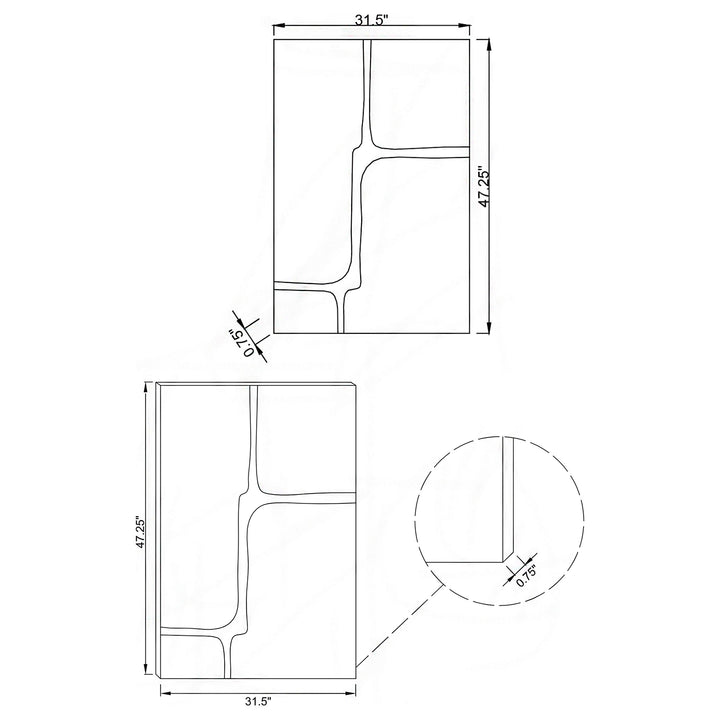 Coaster Furniture 961472 Kimberly 32 x 47 Inch Kintsugi Style Wall Mirror Gold