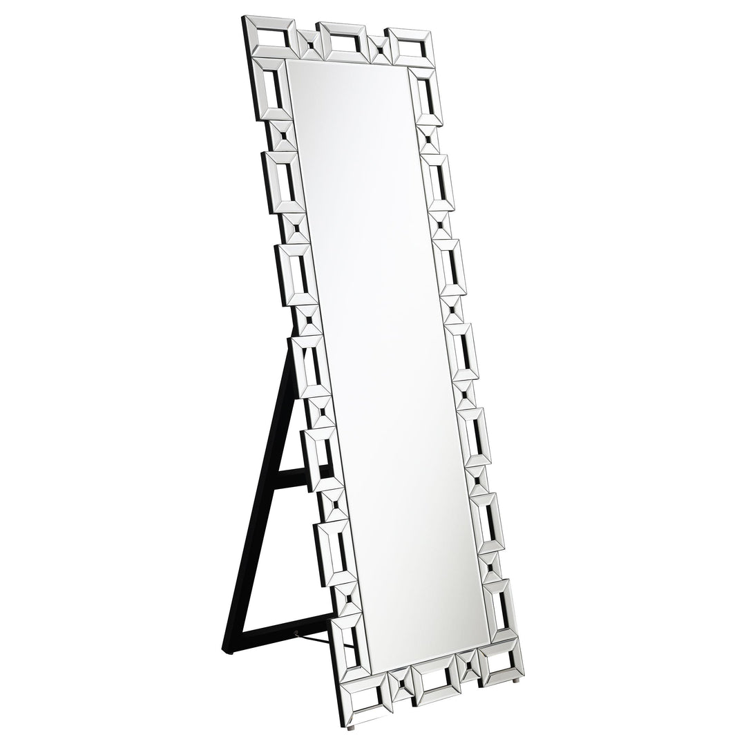 Coaster Furniture 961634 Tavin 24 x 65 Inch Geometric Frame Standing Mirror Silver