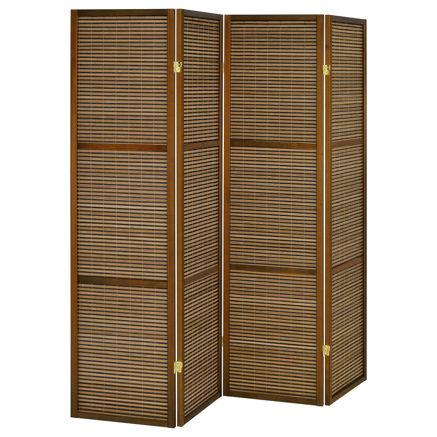 Coaster Furniture 961638 Browning 4-panel Bamboo Room Divider Folding Screen Walnut