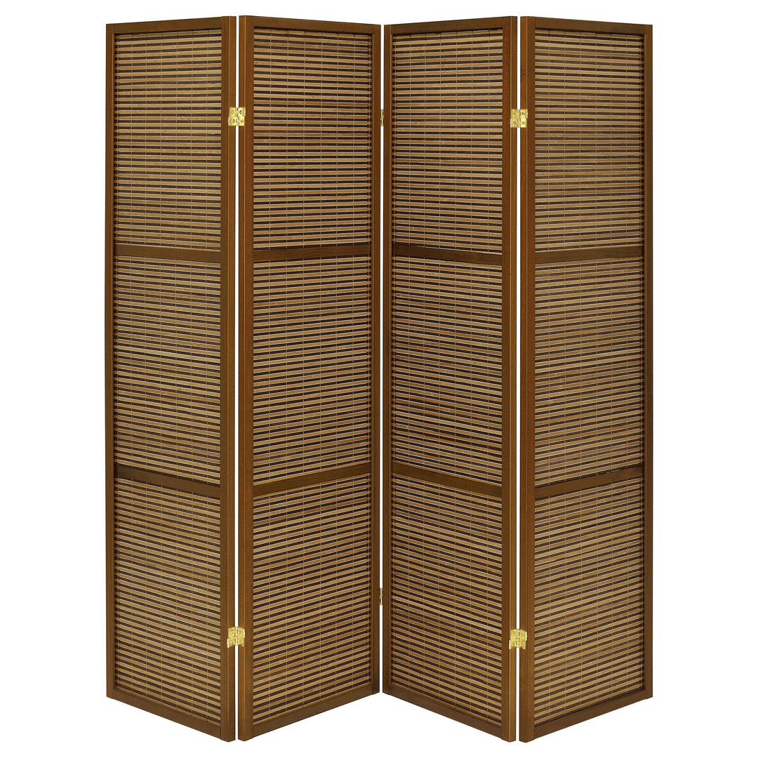 Coaster Furniture 961638 Browning 4-panel Bamboo Room Divider Folding Screen Walnut