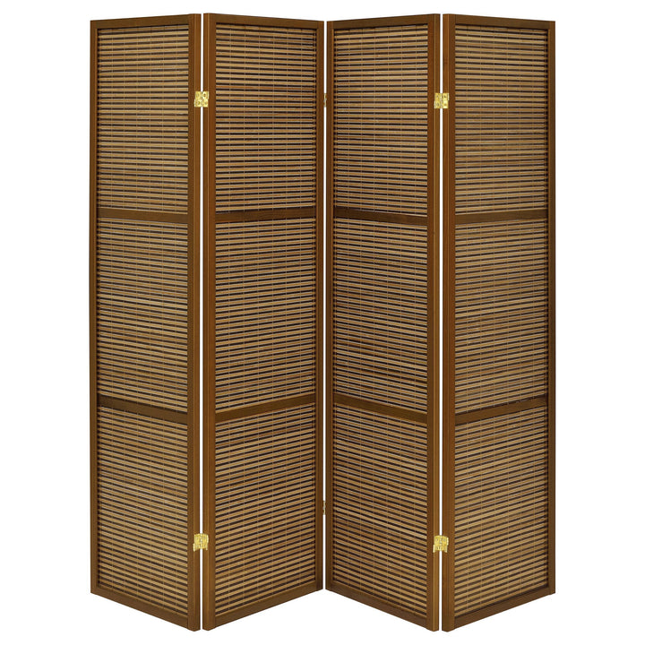 Coaster Furniture 961638 Browning 4-panel Bamboo Room Divider Folding Screen Walnut