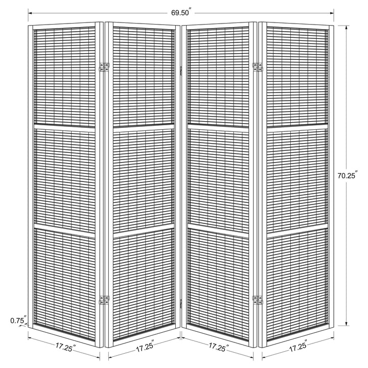 Coaster Furniture 961638 Browning 4-panel Bamboo Room Divider Folding Screen Walnut