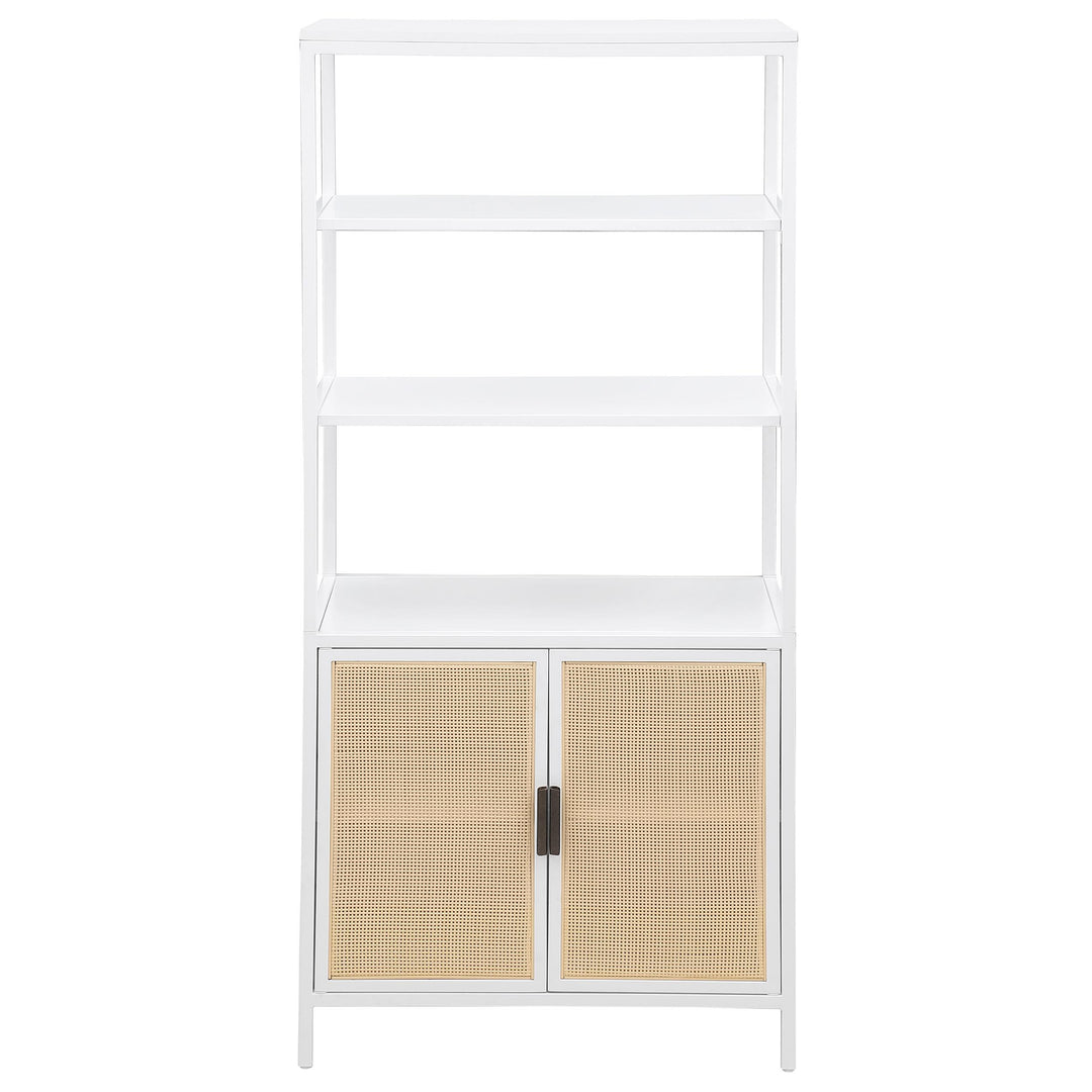 Coaster Furniture 961652 Amherst 3-shelf Radio Weave Cane Metal Accent Cabinet White