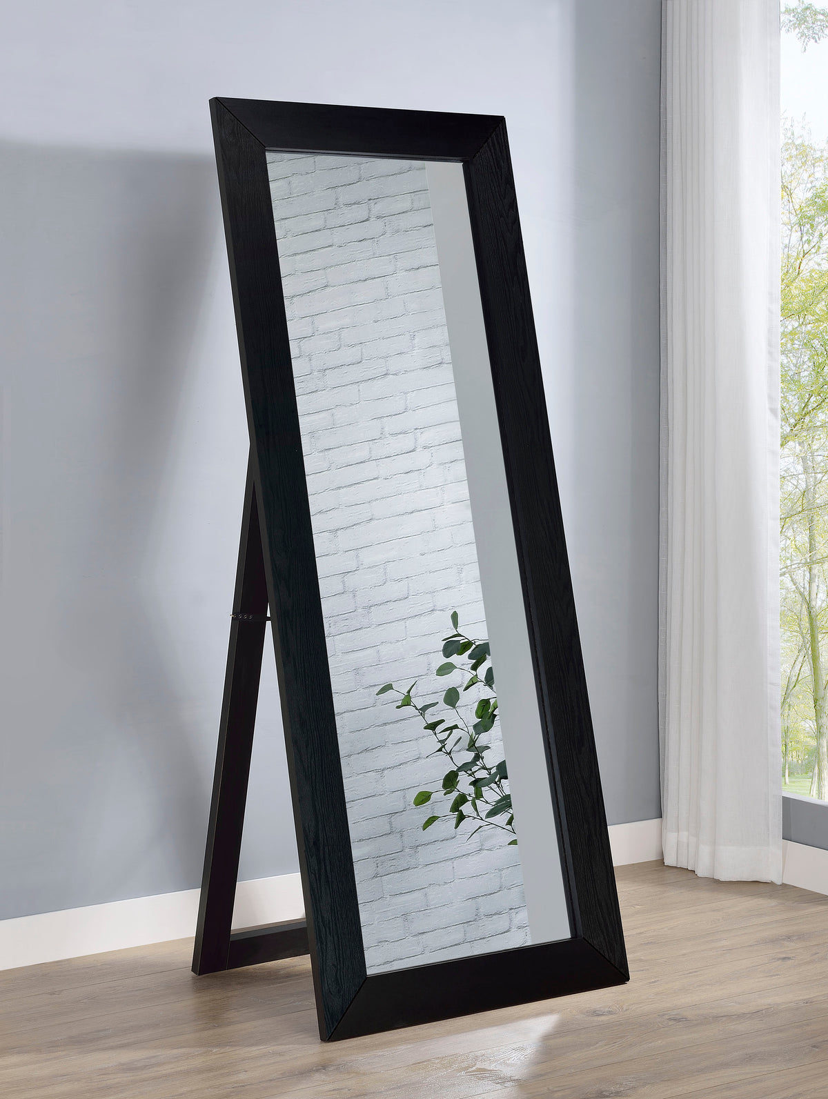 Cadence - Tempered Glass Full Length Standing Mirror - Black Oak