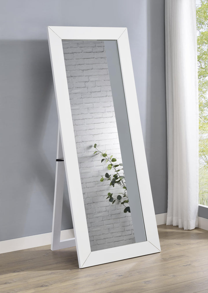 Coaster Furniture 961656 Cadence Tempered Glass Full Length Mirror White High Gloss