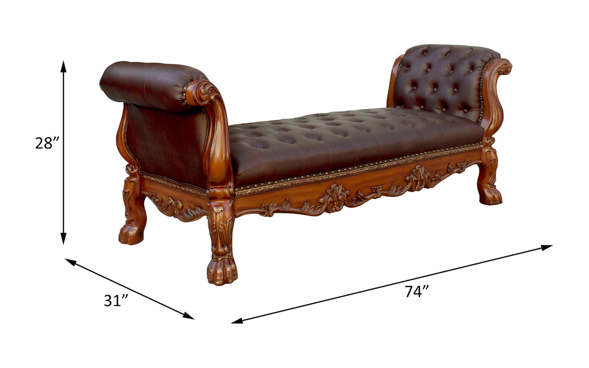 Vendome Bench - Leatherette & Cherry