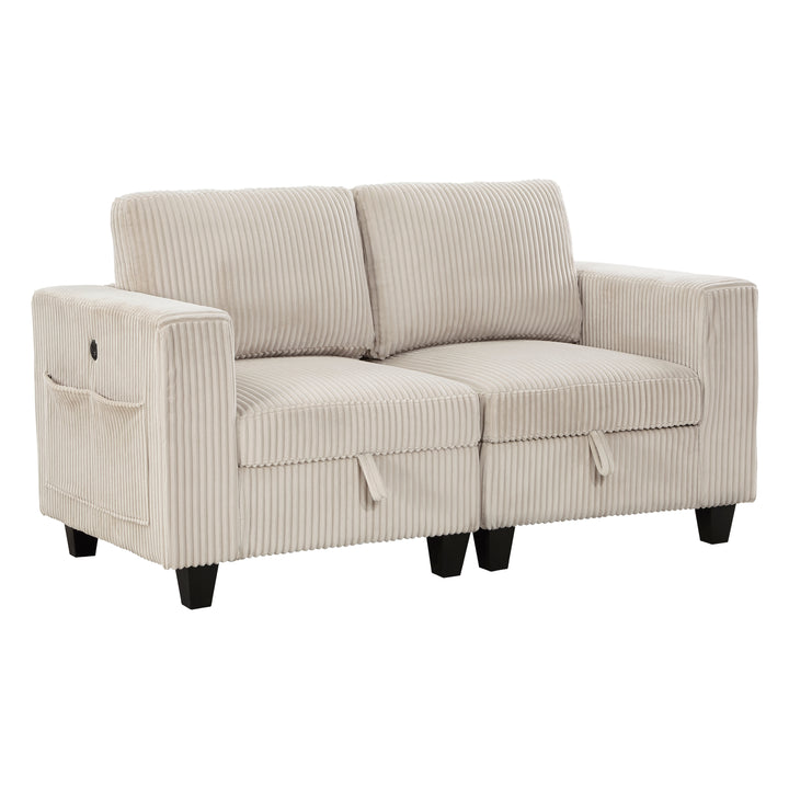 Homelegance Walterboro Loveseat with Storage, Storage Pouches and Charging Ports 9650BE-2*