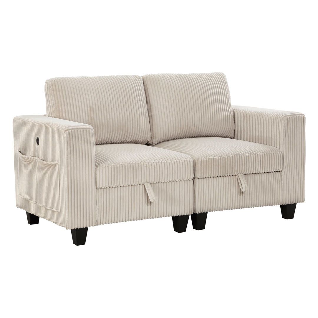 Homelegance Walterboro Loveseat with Storage, Storage Pouches and Charging Ports 9650BE-2*