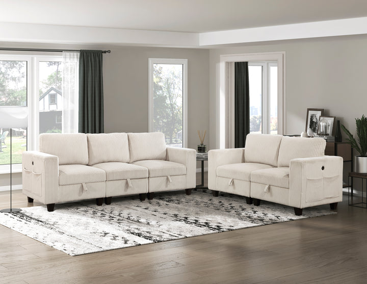Homelegance Walterboro Loveseat with Storage, Storage Pouches and Charging Ports 9650BE-2*