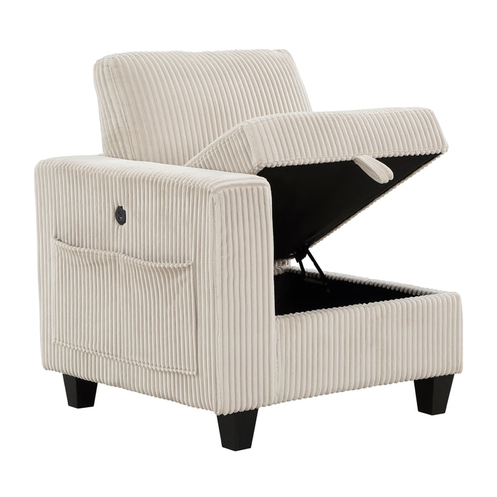Homelegance Walterboro Loveseat with Storage, Storage Pouches and Charging Ports 9650BE-2*
