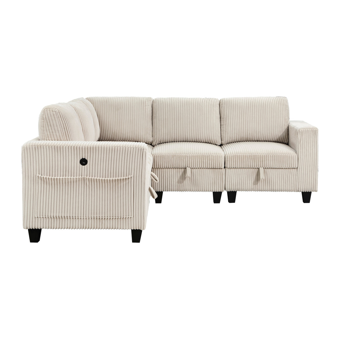 Homelegance Walterboro 5-Piece Sectional with Storage, Storage Pouches and Charging Ports 9650BE*5SC