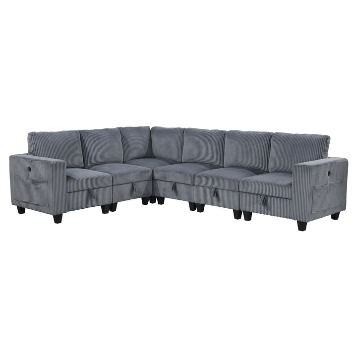 Homelegance Walterboro (8)8-Piece Sectional with Storage, Storage Pouches and Charging Ports 9650BE*8SC