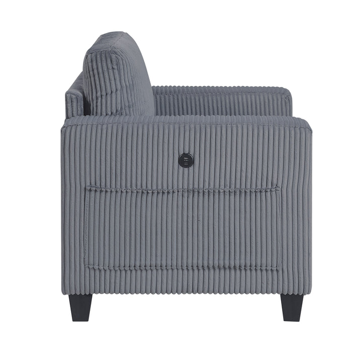 Homelegance Walterboro Chair with Storage Pouches and Charging Ports 9650NDG-1