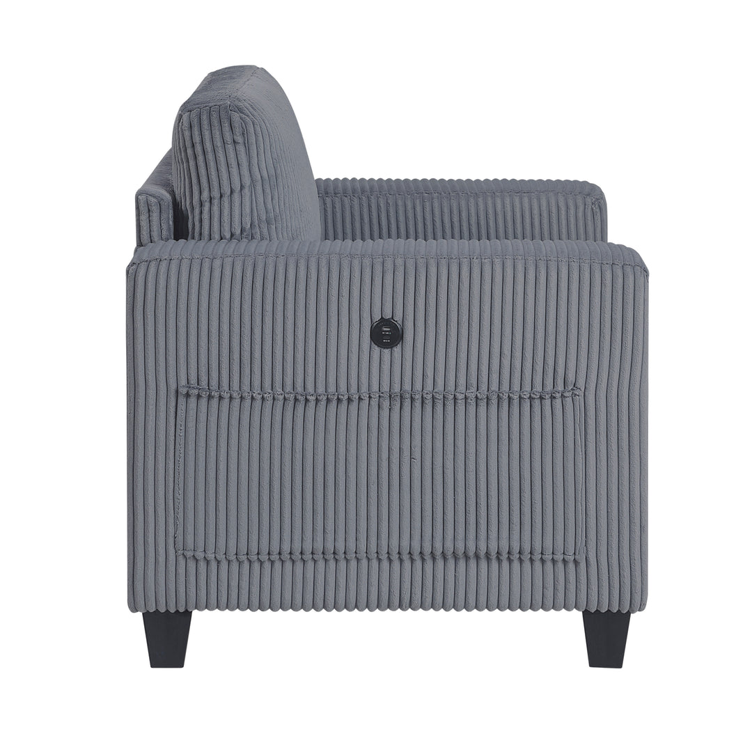 Homelegance Walterboro Chair with Storage Pouches and Charging Ports 9650NDG-1