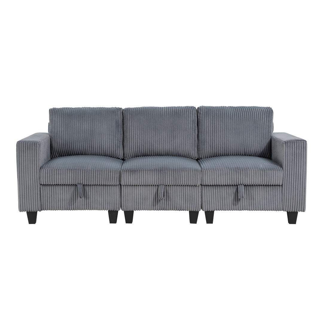 Homelegance Walterboro Sofa with Storage, Storage Pouches and Charging Ports 9650NDG-3*