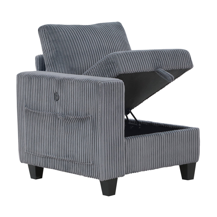 Homelegance Walterboro Sofa with Storage, Storage Pouches and Charging Ports 9650NDG-3*