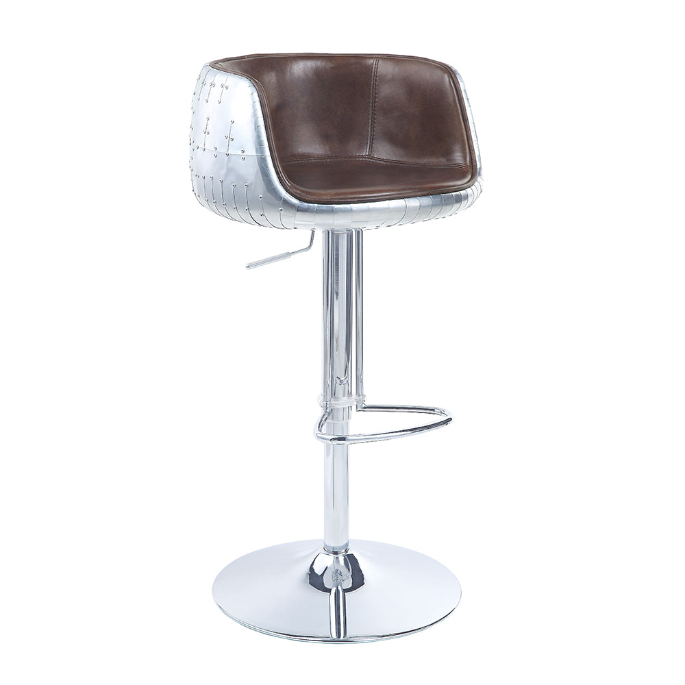 Brancaster Adjustable Swivel Stool - Vintage Brown Top Grain Leather & Aluminum (96555)