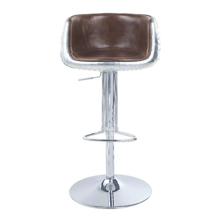 Brancaster Adjustable Swivel Stool - Vintage Brown Top Grain Leather &amp; Aluminum (96555)