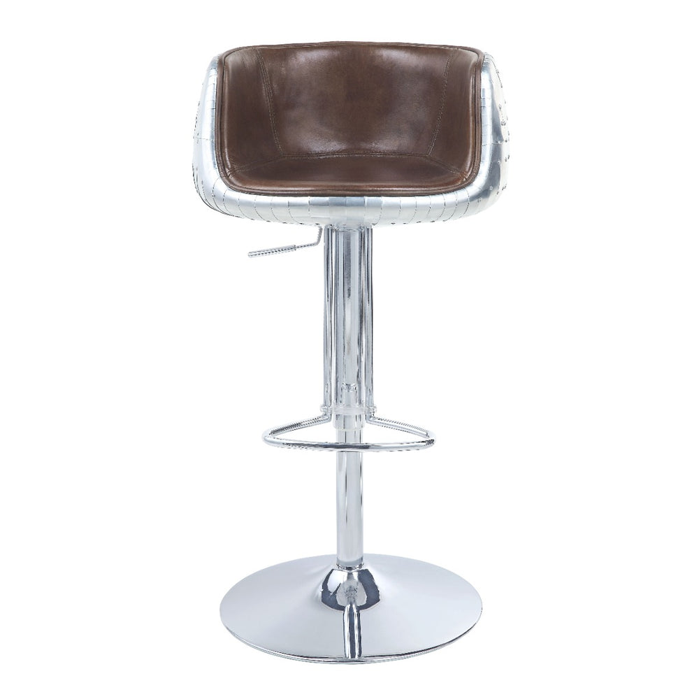 Brancaster Adjustable Swivel Stool - Vintage Brown Top Grain Leather & Aluminum (96555)