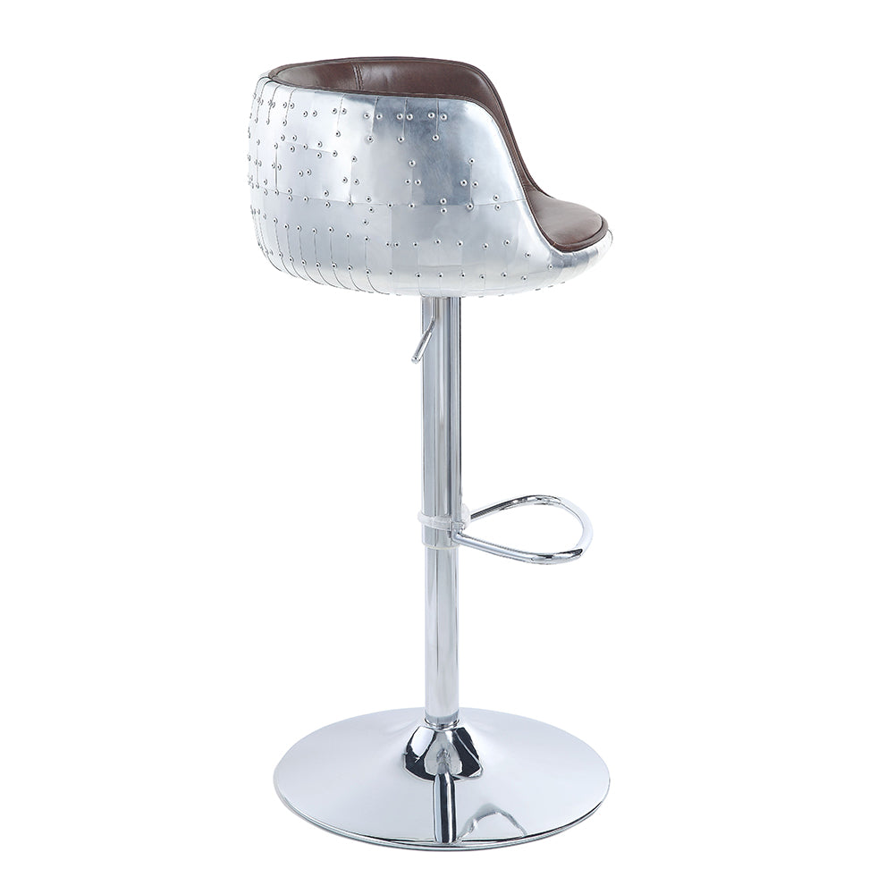 Brancaster Adjustable Swivel Stool - Vintage Brown Top Grain Leather & Aluminum (96555)