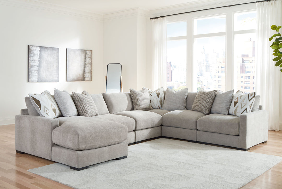 Aslan Court - 6-Piece Sectional With LAF Corner Chaise - Pebble by Ashley Furniture product image