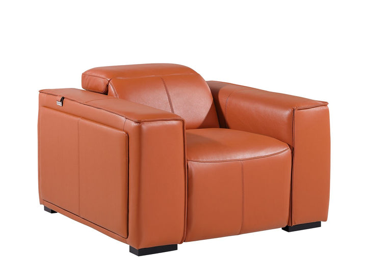 DivanItalia 1224 Top Grain Italian Leather Power Reclining Chair with Power Headrests - Camel