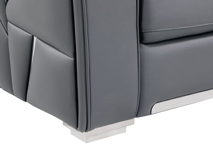 DivanItalia 1120 Sofa with Adjustable Headrest in Top-Grain Italian Leather - Dark Gray