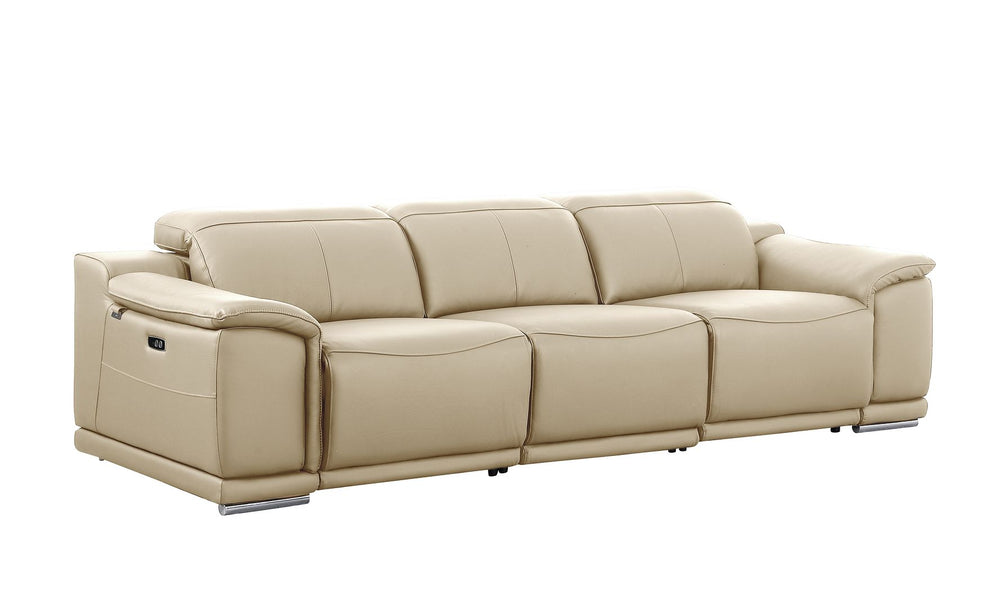 DivanItalia 9762 3-Piece Modular Power Reclining Sofa with 2 Power Recliners in Top Grain Italian Leather - Beige