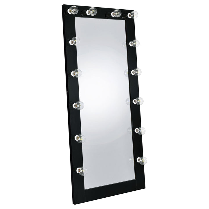 Coaster Furniture 969557 Zayan 32 x 71 Inch Floor Mirror LED Lighting Black Gloss