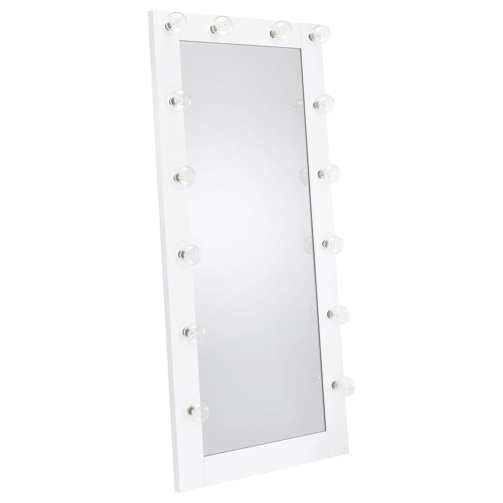 Coaster Furniture 969558 Zayan 32 x 71 Inch Floor Mirror LED Lighting White Gloss