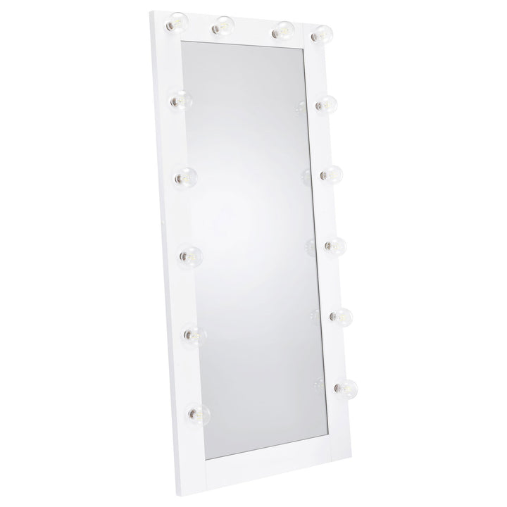 Coaster Furniture 969558 Zayan 32 x 71 Inch Floor Mirror LED Lighting White Gloss