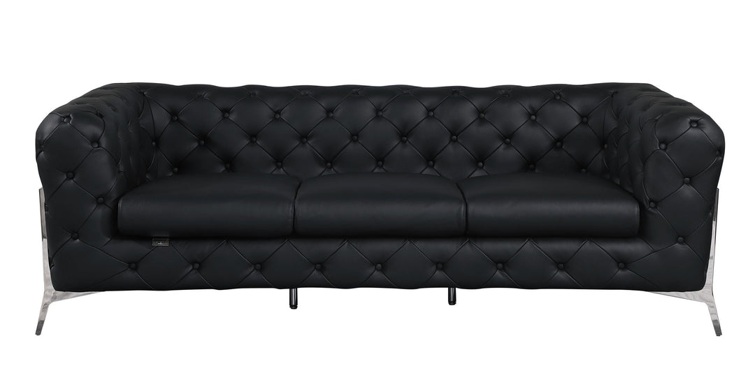 DivanItalia 970 Italian Leather Black Sofa Set