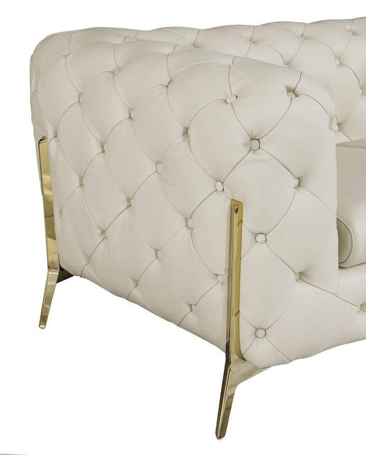 DivanItalia 970 Italian Leather Beige Chair